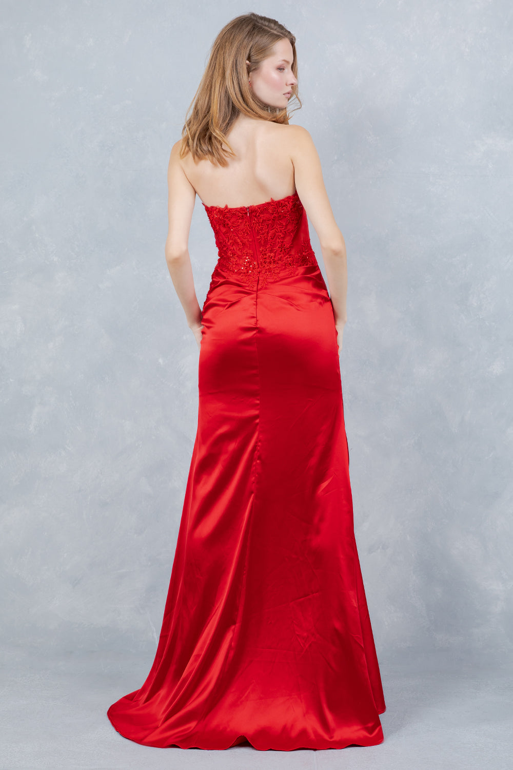 Applique Strapless Slit Gown by Cinderella Couture 8453J