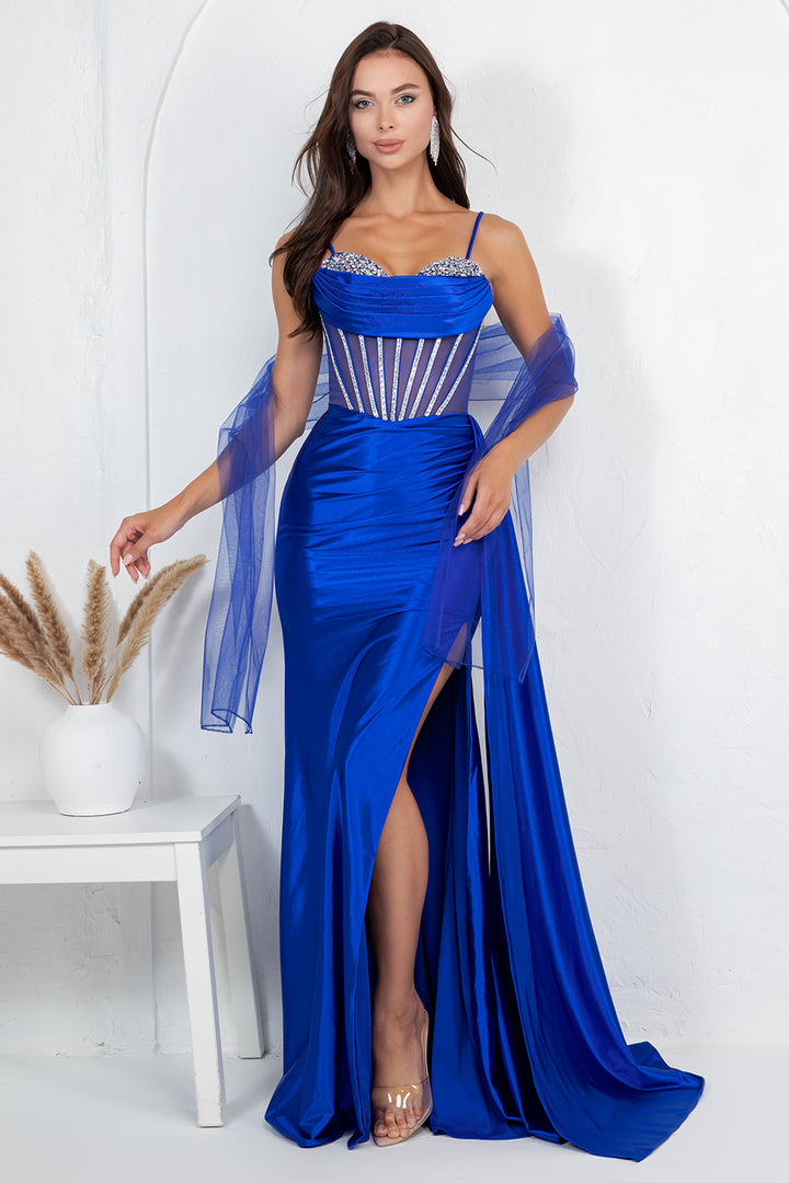 Satin Strapless Slit Gown by Cinderella Couture 8454J