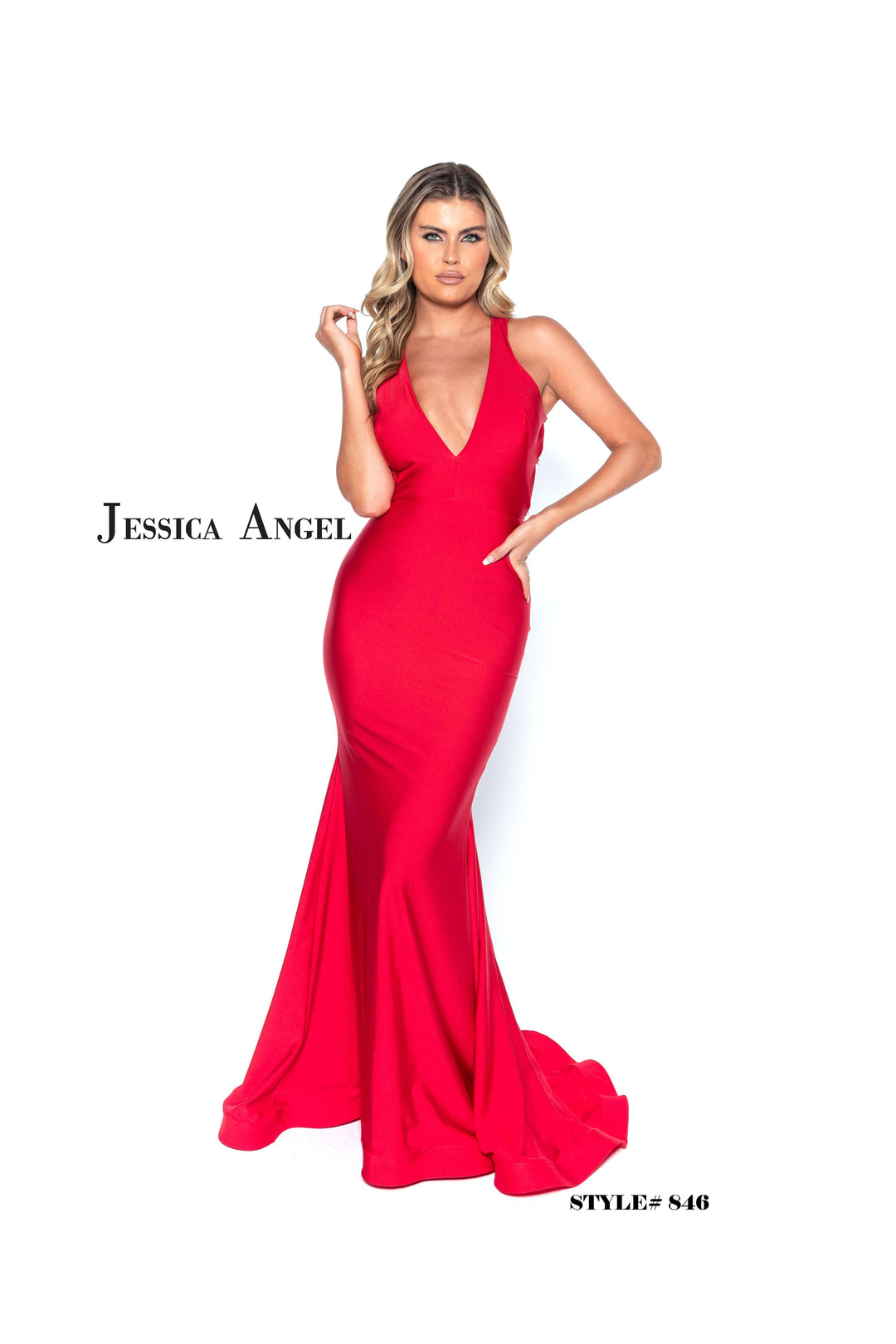 Jersey Fitted Halter Gown by Jessica Angel 846