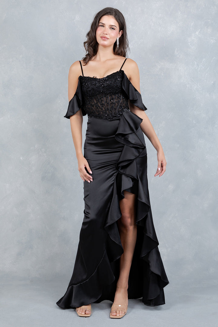 Off Shoulder Ruffled Gown by Cinderella Couture 8461J