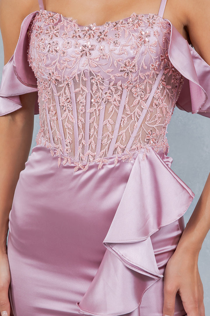 Off Shoulder Ruffled Gown by Cinderella Couture 8461J