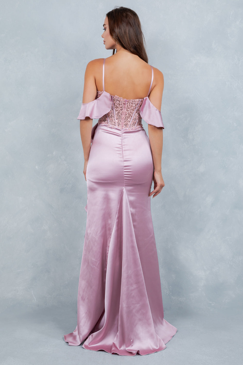 Off Shoulder Ruffled Gown by Cinderella Couture 8461J