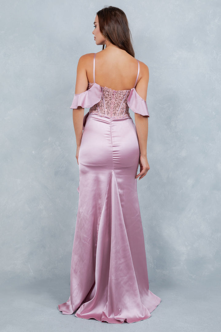 Off Shoulder Ruffled Gown by Cinderella Couture 8461J