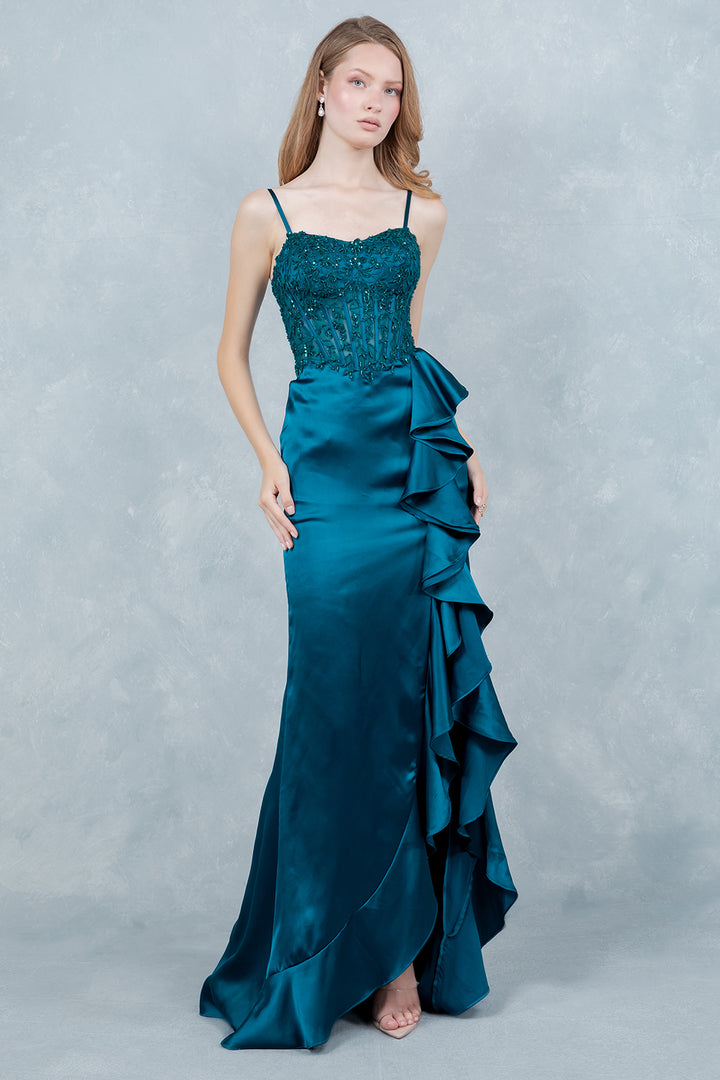 Off Shoulder Ruffled Gown by Cinderella Couture 8461J