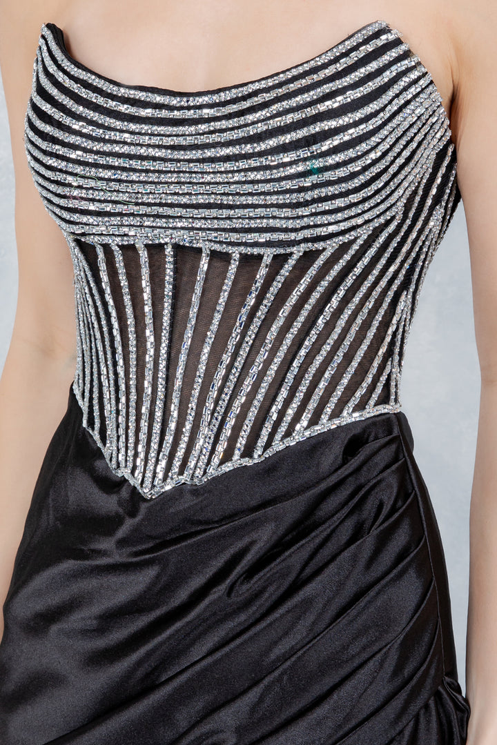 Satin Strapless Slit Gown by Cinderella Couture 8473J