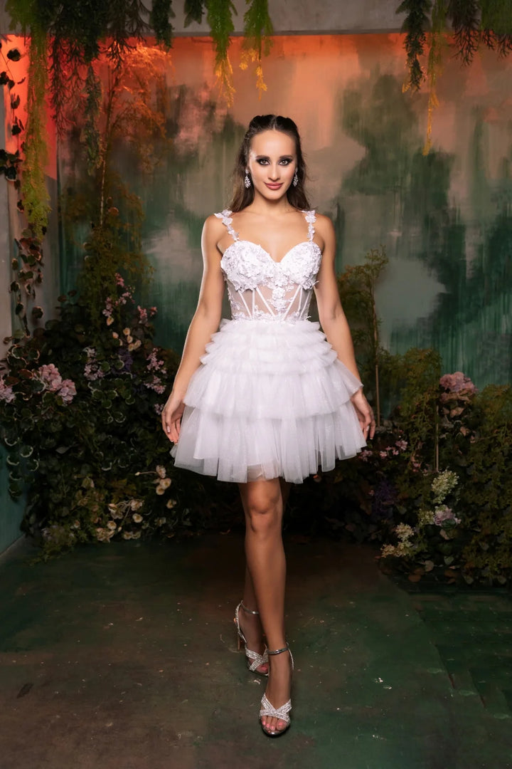 Short Sleeveless Tiered Dress by May Queen MQ2097