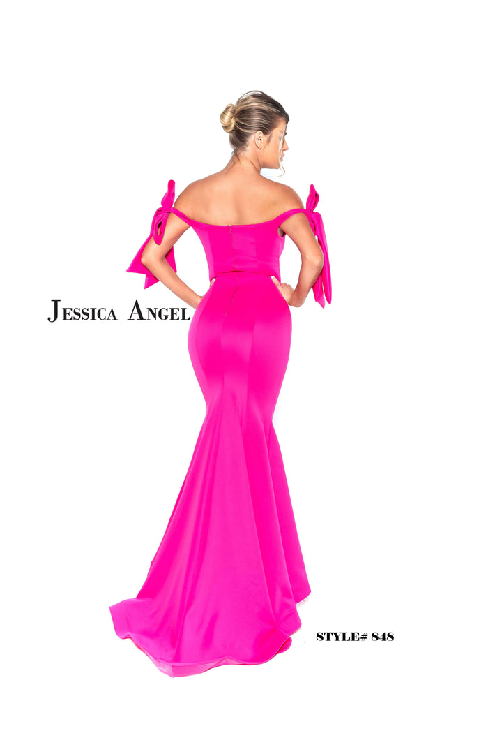 Scuba Fitted Off Shoulder Gown by Jessica Angel 848