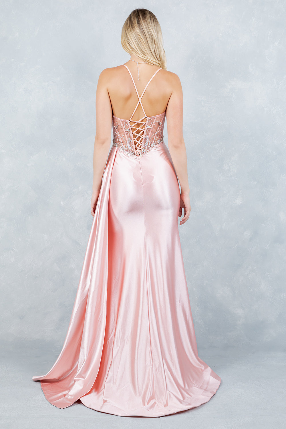 Satin Sleeveless Slit Gown by Cinderella Couture 8483J