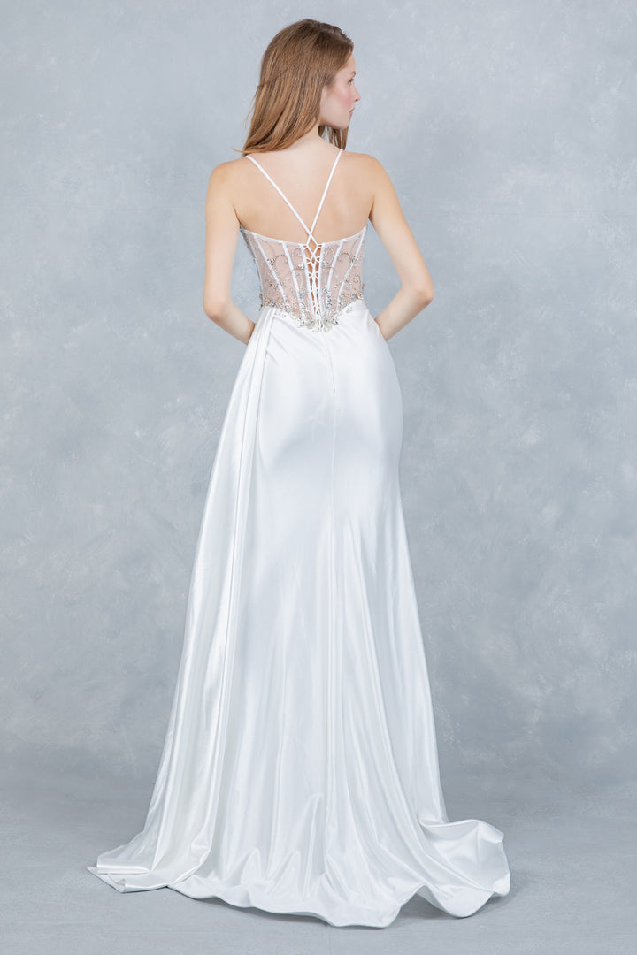 Satin Sleeveless Slit Gown by Cinderella Couture 8483J