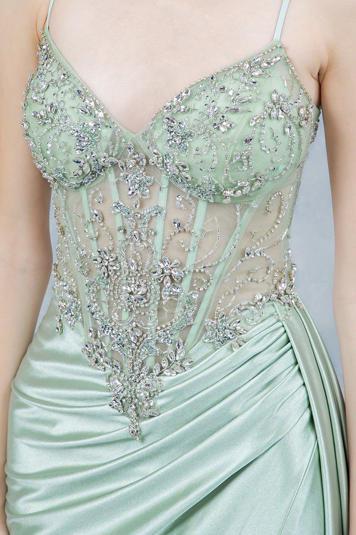 Satin Sleeveless Slit Gown by Cinderella Couture 8483J