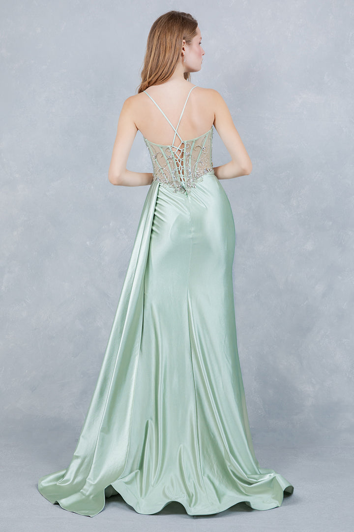 Satin Sleeveless Slit Gown by Cinderella Couture 8483J