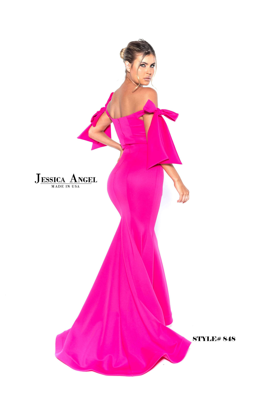 Scuba Fitted Off Shoulder Gown by Jessica Angel 848