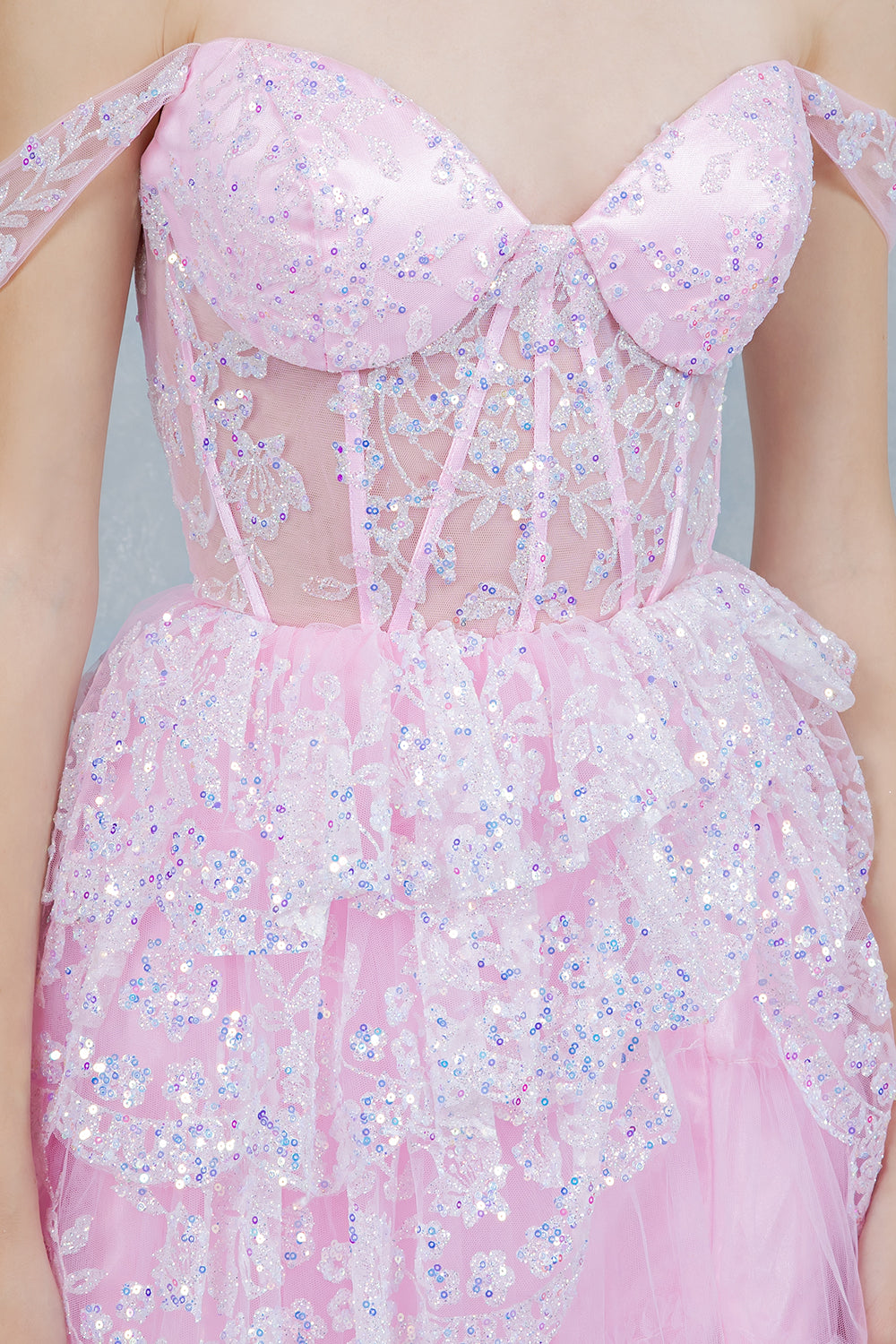 Off Shoulder Tiered Gown by Cinderella Couture 8499J