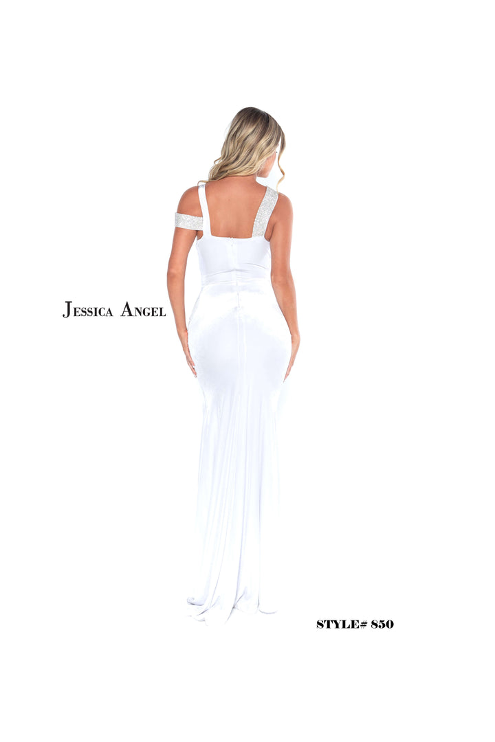 Velvet Asymmetric Slit Gown by Jessica Angel 850