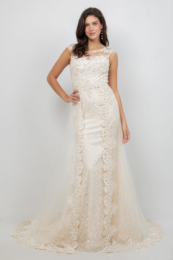 Lace Fitted Sleeveless Gown by Cinderella Couture 8506J