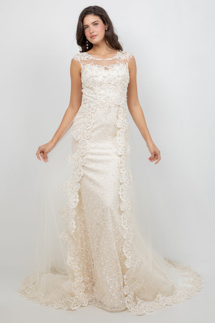 Lace Fitted Sleeveless Gown by Cinderella Couture 8506J