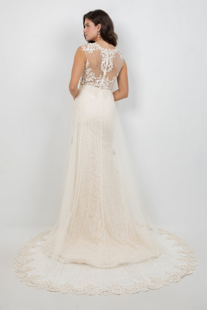 Lace Fitted Sleeveless Gown by Cinderella Couture 8506J