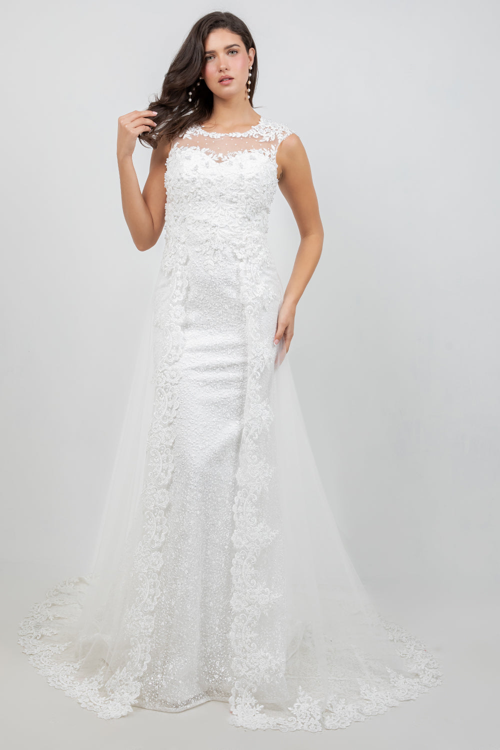 Lace Fitted Sleeveless Gown by Cinderella Couture 8506J