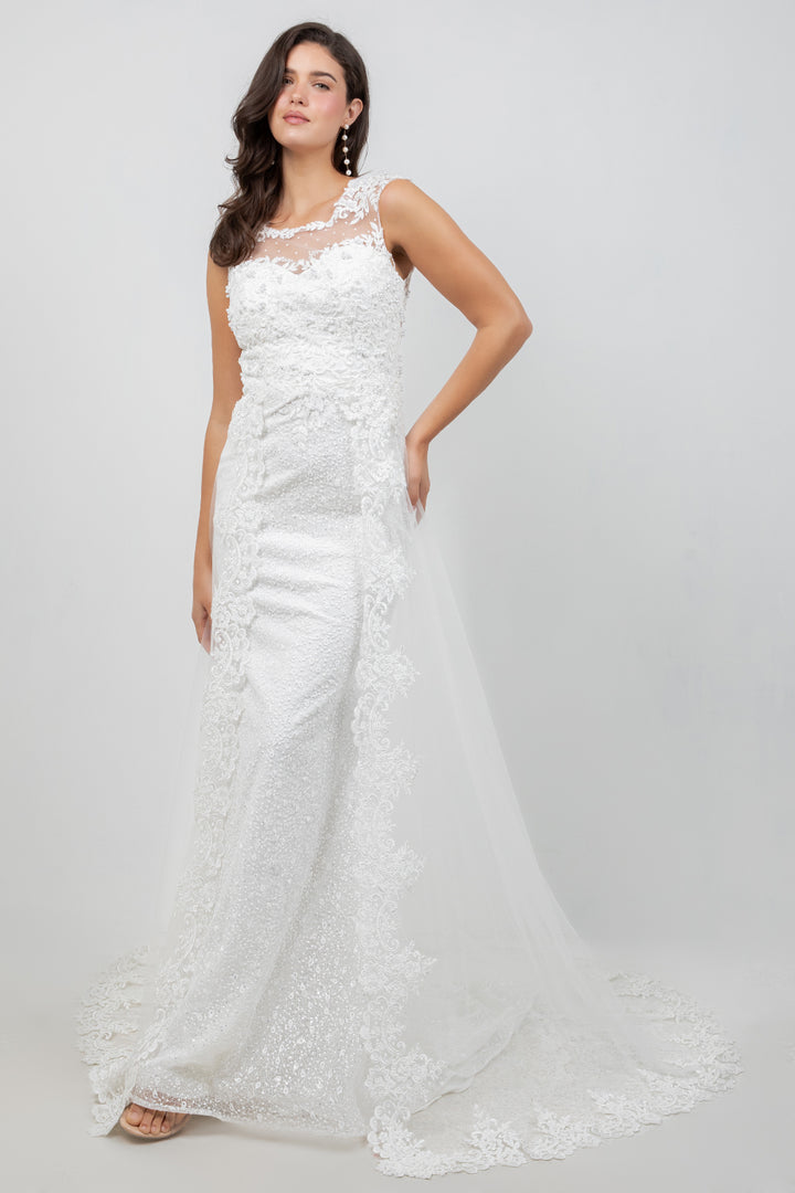 Lace Fitted Sleeveless Gown by Cinderella Couture 8506J