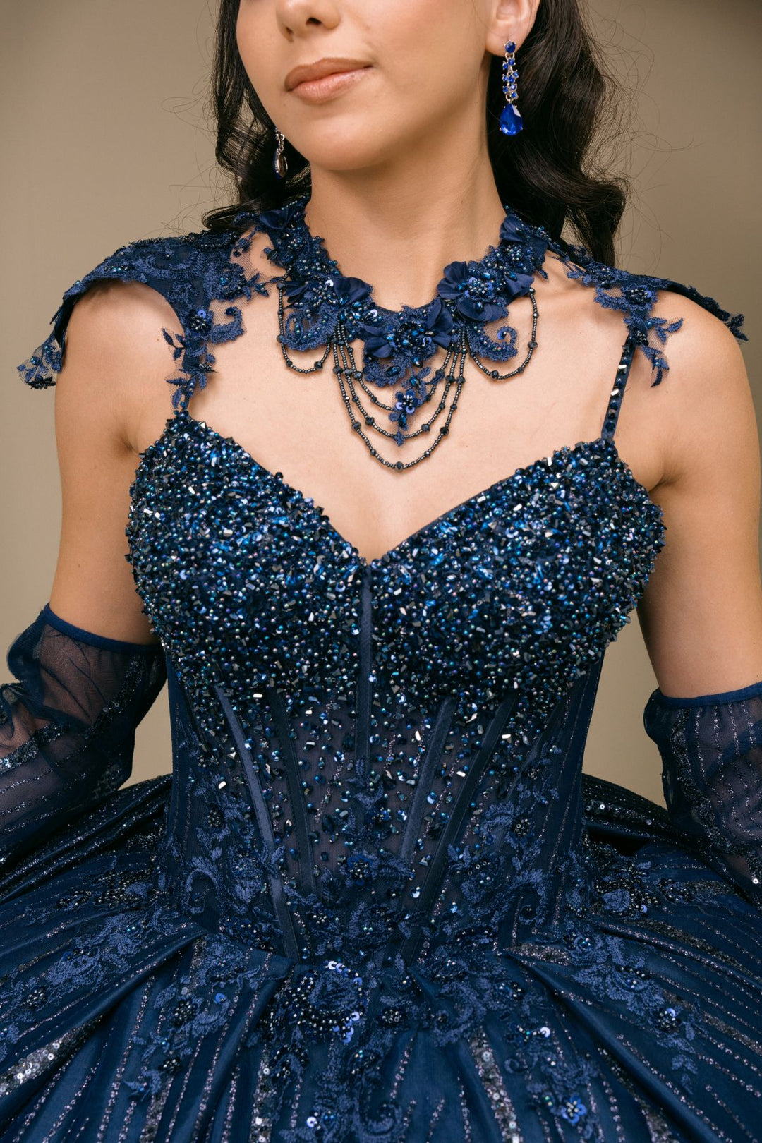 Sleeveless Cape Ball Gown by Cinderella Couture 8510JQ