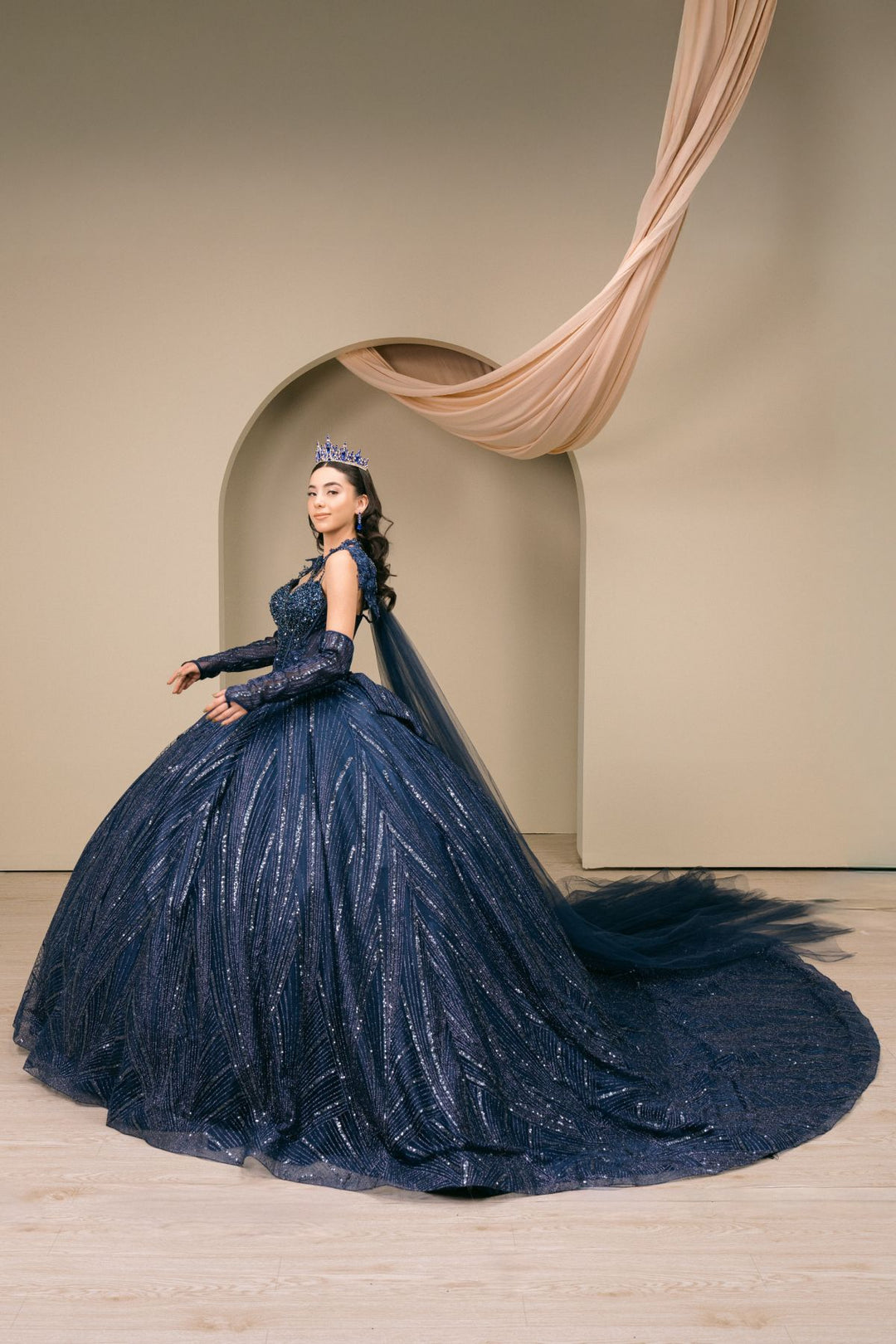 Sleeveless Cape Ball Gown by Cinderella Couture 8510JQ