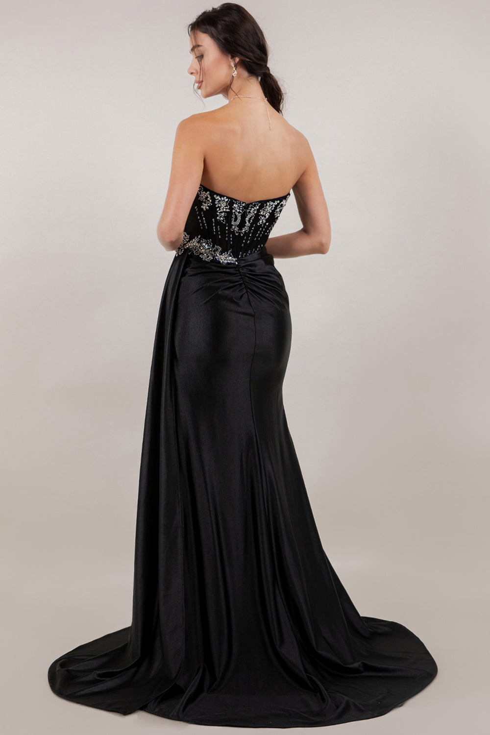 Satin Sweetheart Slit Gown by Cinderella Couture 8511J