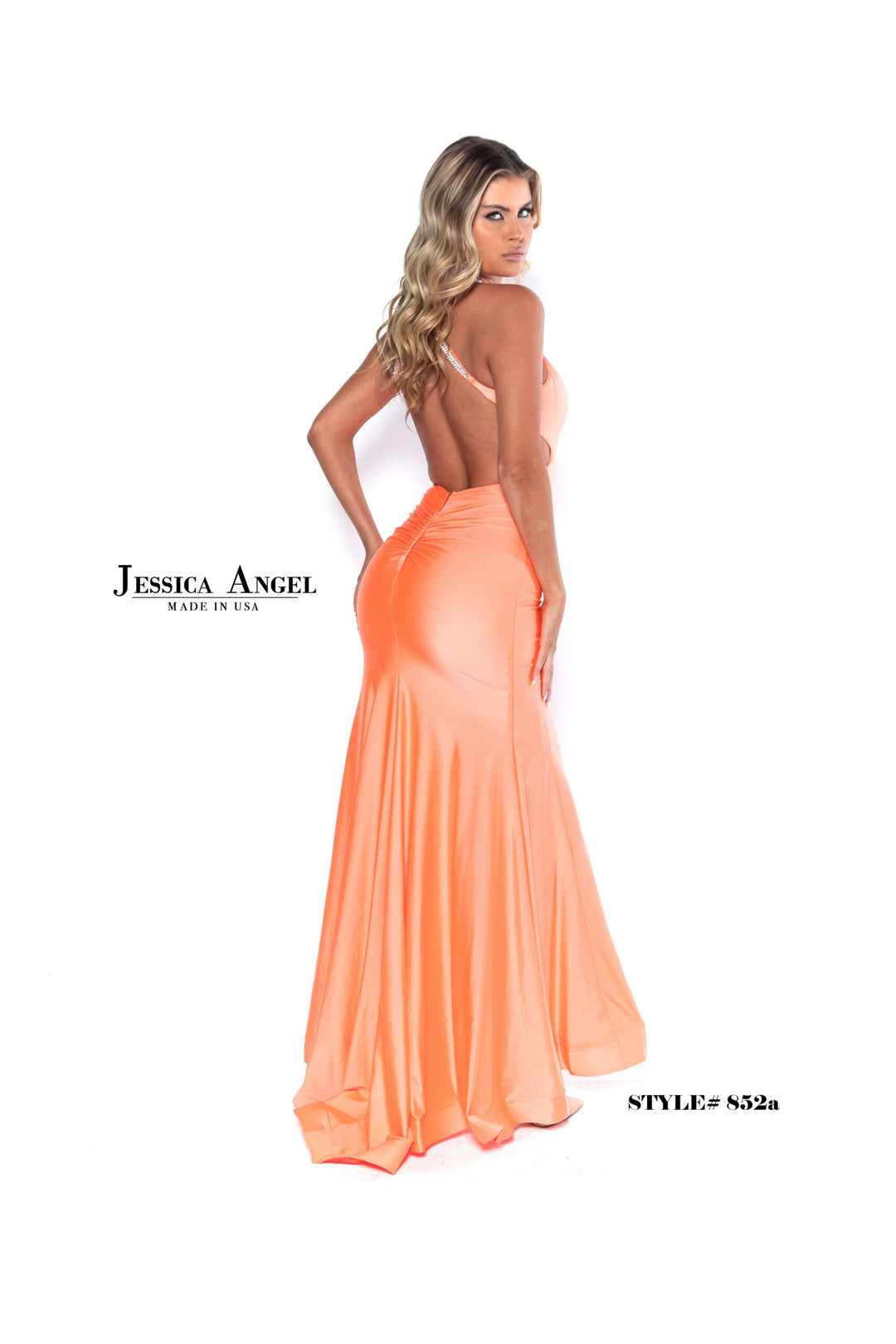 Jersey Fitted Halter Slit Gown by Jessica Angel 852