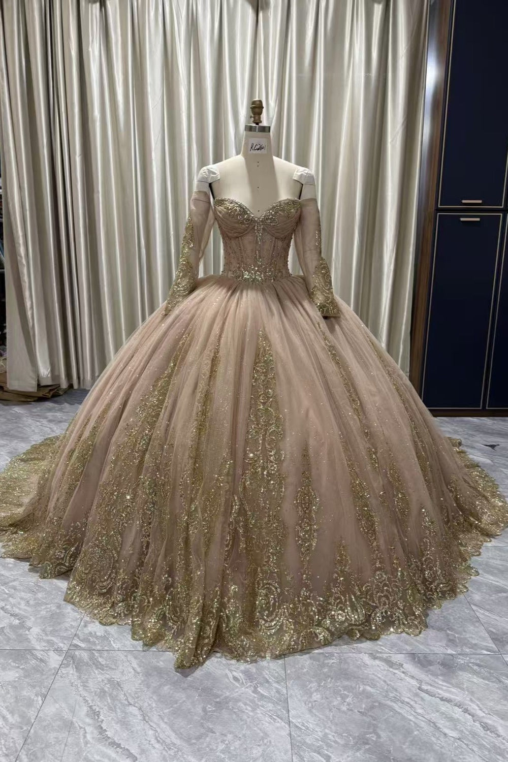 Long Sleeve Ball Gown by Cinderella Couture 8545JQ