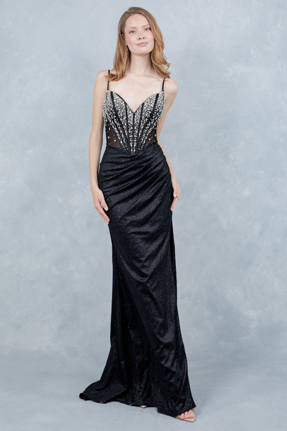 Glitter Sleeveless Gown by Cinderella Couture 8562J