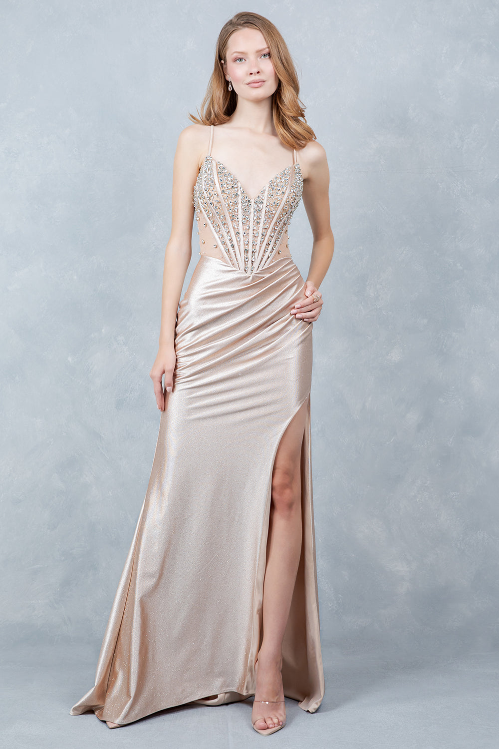 Glitter Sleeveless Gown by Cinderella Couture 8562J