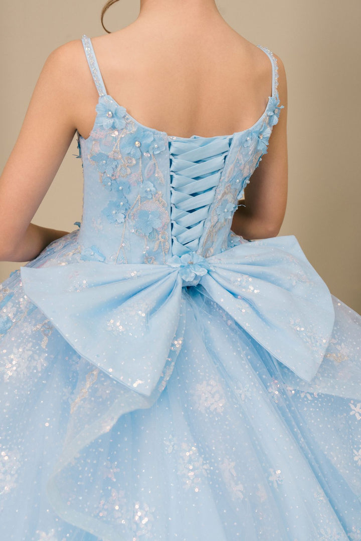 Girls V-Neck Ruffled Gown by Cinderella Couture 8570