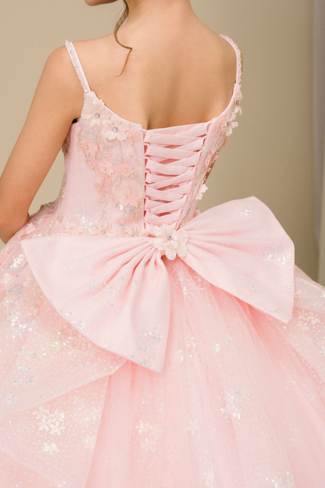 Girls V-Neck Ruffled Gown by Cinderella Couture 8570