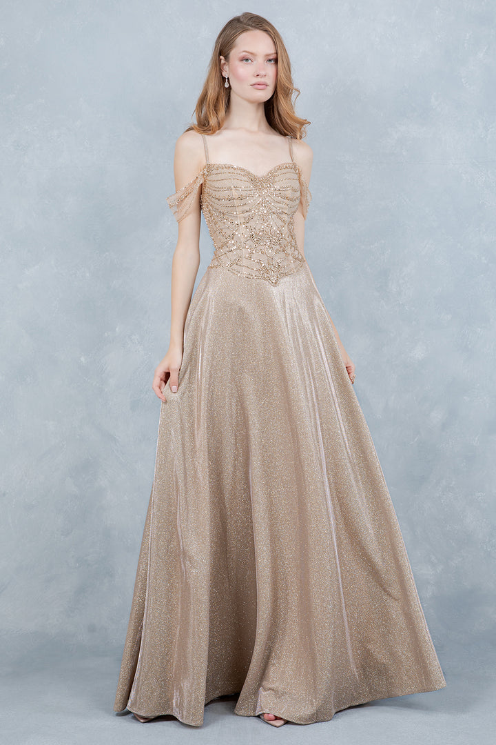 Cold Shoulder A-line Gown by Cinderella Couture 8581J