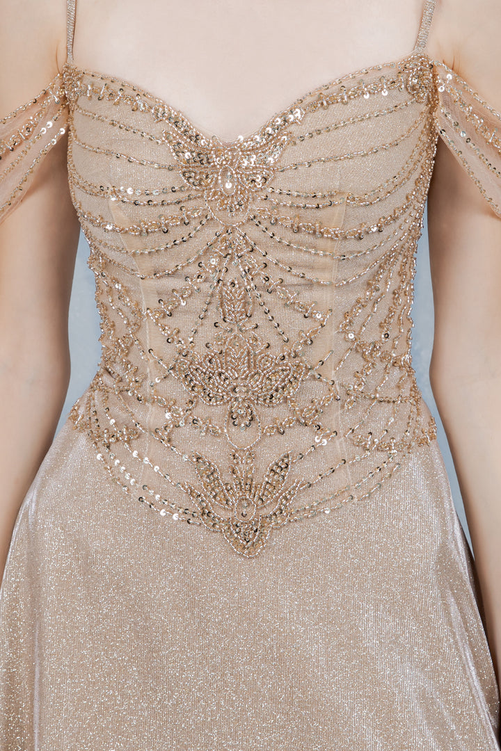 Cold Shoulder A-line Gown by Cinderella Couture 8581J