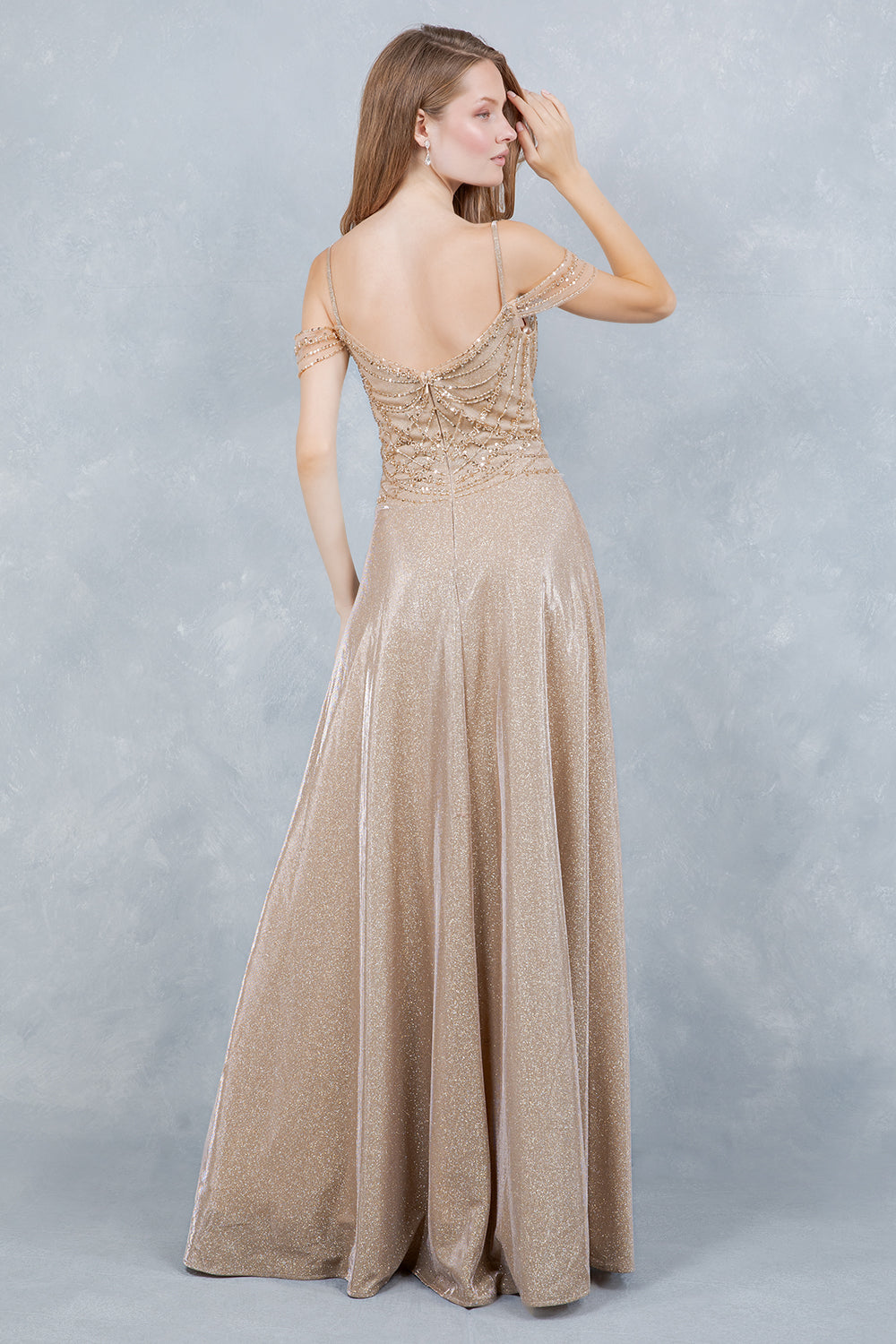 Cold Shoulder A-line Gown by Cinderella Couture 8581J