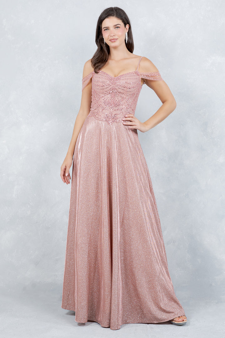 Cold Shoulder A-line Gown by Cinderella Couture 8581J