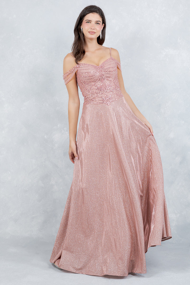 Cold Shoulder A-line Gown by Cinderella Couture 8581J