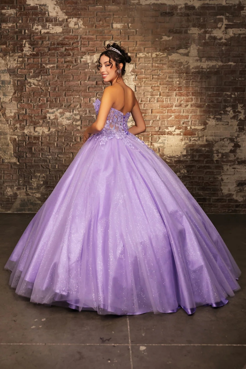 Applique Strapless Ball Gown by May Queen LK243