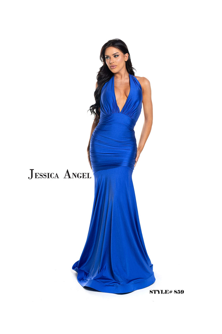 Jersey Fitted Halter Gown by Jessica Angel 859