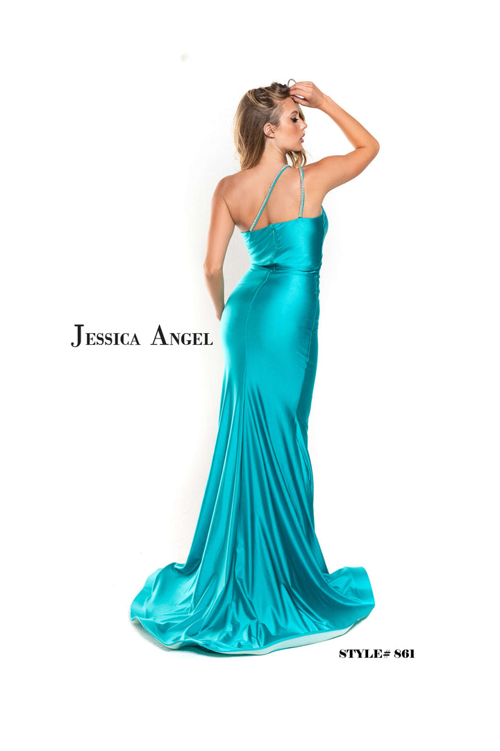 Jersey One Shoulder Slit Gown by Jessica Angel 861