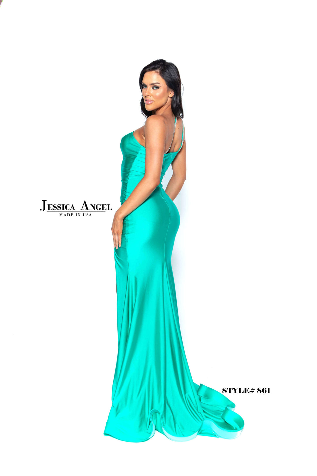 Jersey One Shoulder Slit Gown by Jessica Angel 861