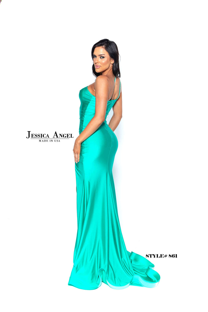 Jersey One Shoulder Slit Gown by Jessica Angel 861