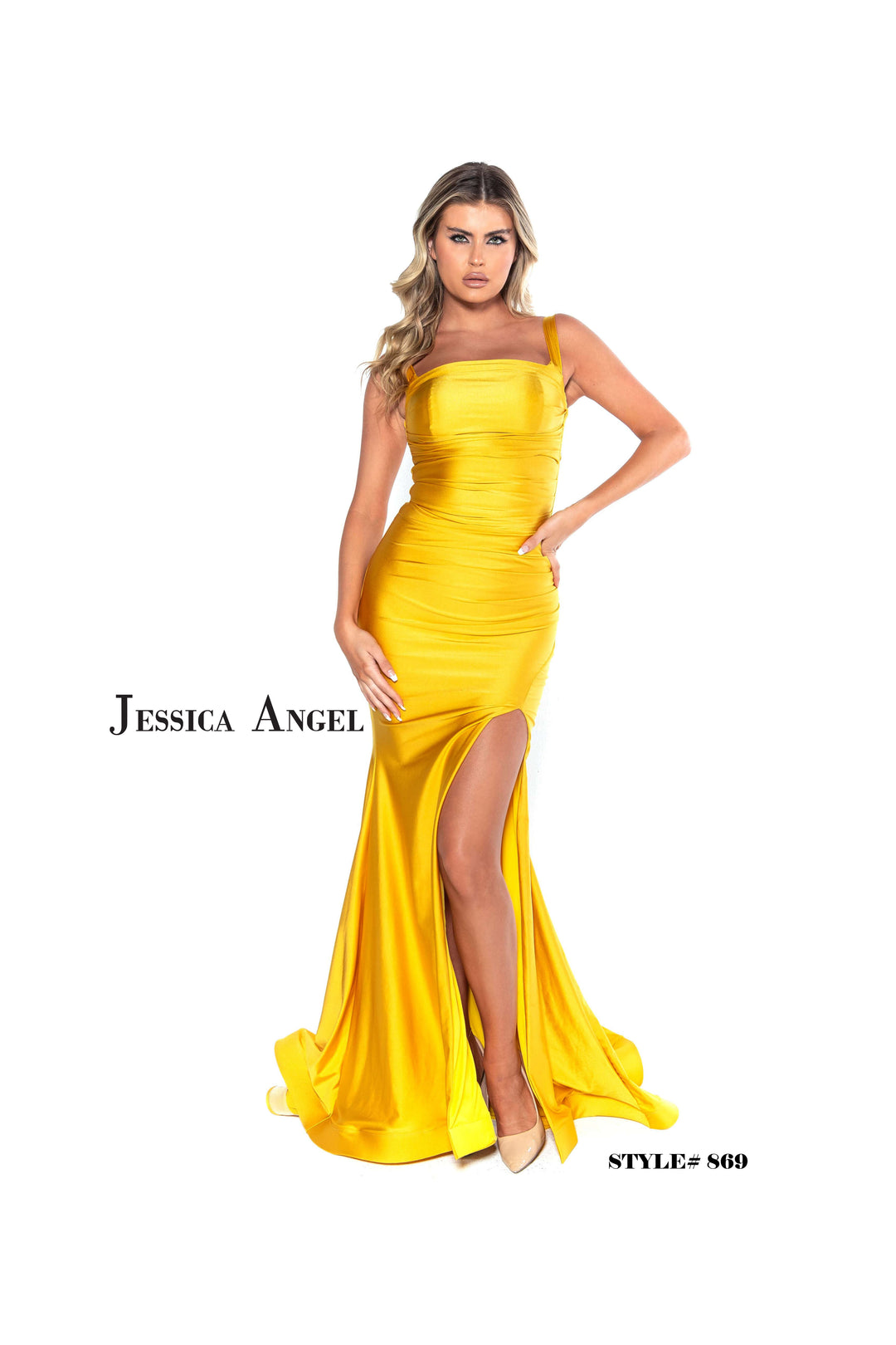 Jersey Fitted Sleeveless Slit Gown by Jessica Angel 869