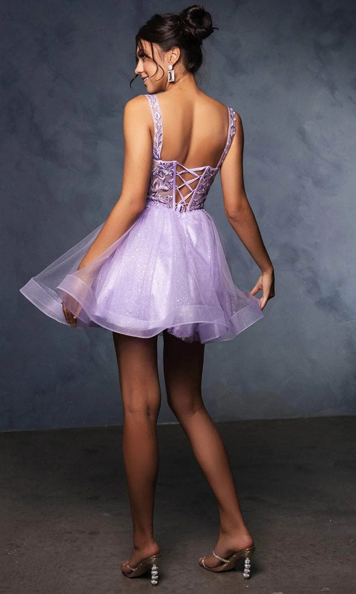 Applique Short Sleeveless Dress by May Queen MQ2149
