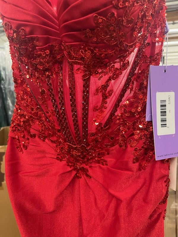 Beaded Taffeta Sleeveless Gown by Ladivine CM372