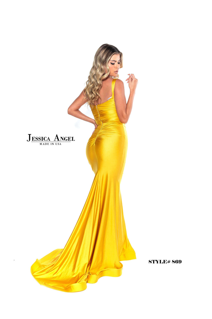 Jersey Fitted Sleeveless Slit Gown by Jessica Angel 869