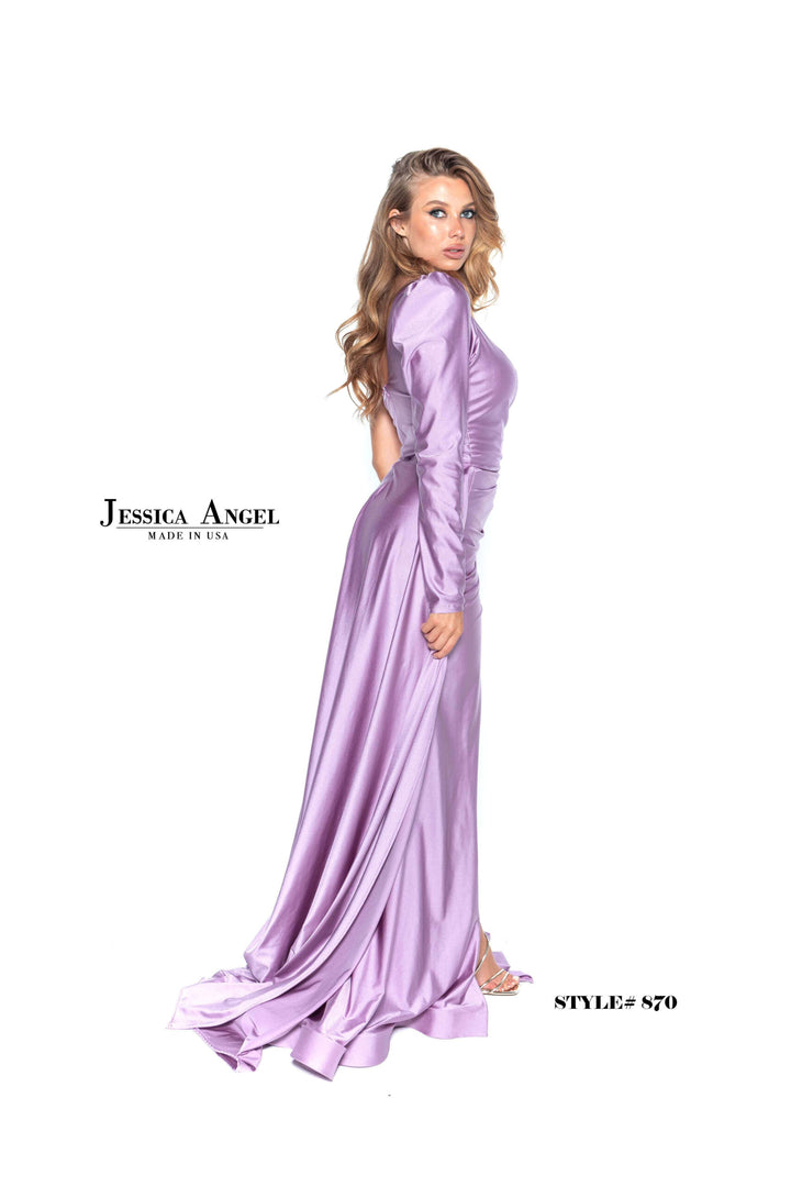 Jersey One Shoulder Slit Gown by Jessica Angel 870