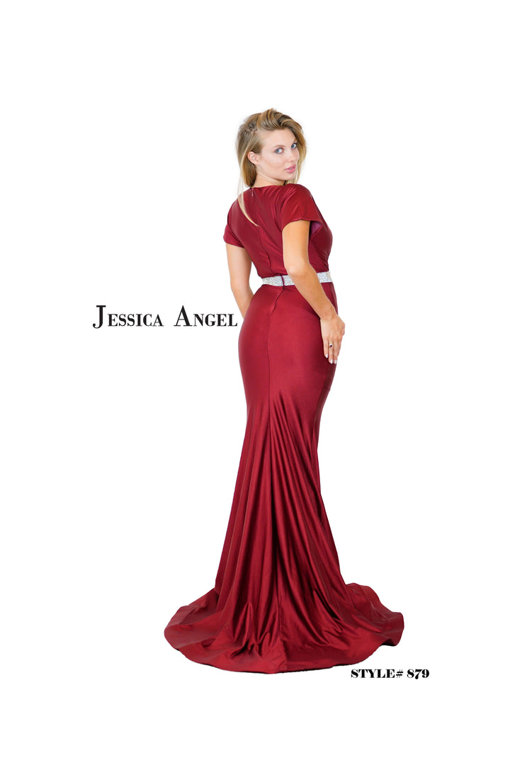 Jersey Fitted Short Sleeve Gown by Jessica Angel 879
