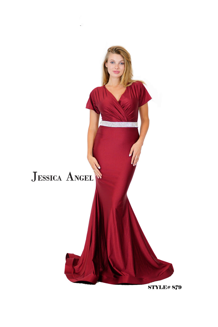 Jersey Fitted Short Sleeve Gown by Jessica Angel 879