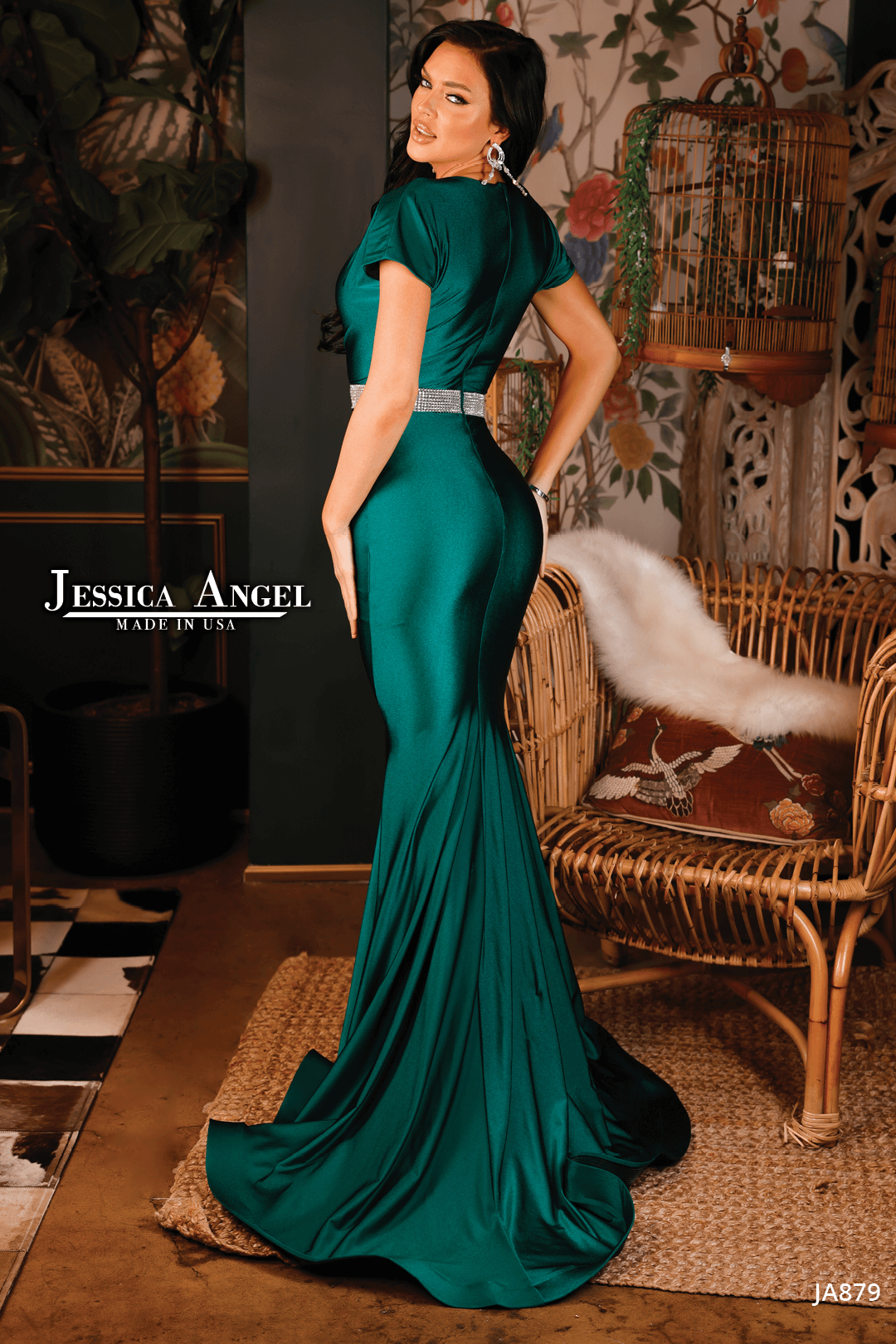 Jersey Fitted Short Sleeve Gown by Jessica Angel 879